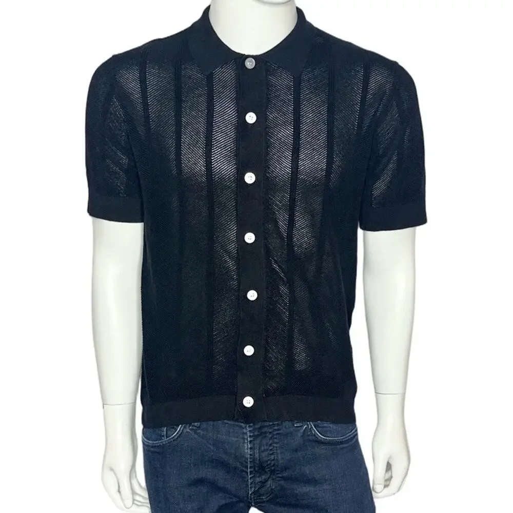 Wesc S/S POLO BUTTON FRONT SWEATER PEARL BUTTONS Unisex Men's Size MEDIUM‎ NWT